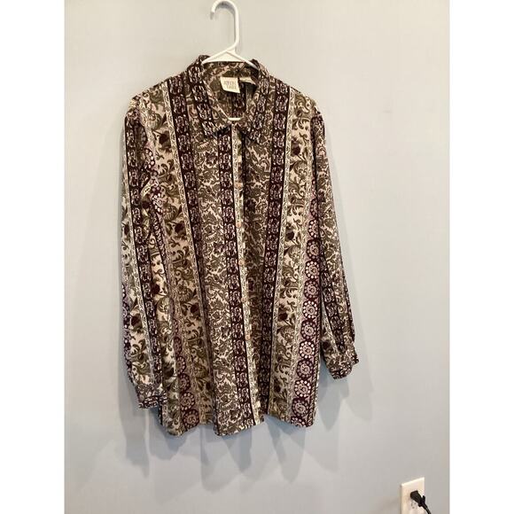 Allison Daley Womens Button Up Shirt Plus Size 18 Tunic Purple Paisley Boho Work - Picture 6 of 11